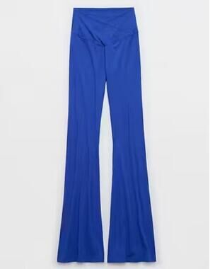 Aerie OFFLINE Real Me High Waisted Crossover Flare Pants Leggings Small Blue